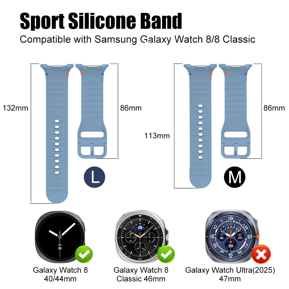 Samsung Galaxy Watch 8/ 8 Classic Silicone Sport Watch Strap Band